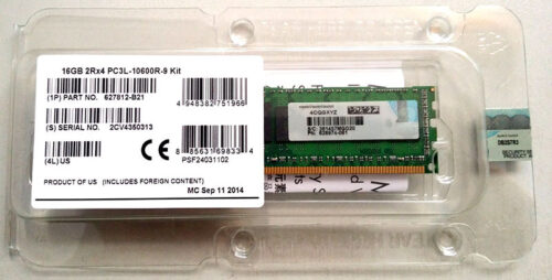 Módulo de memoria HP 16GB DDR3-1333, sellado en su empaque original.