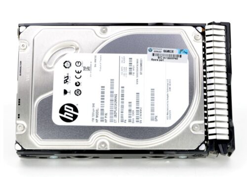 Disco duro HP original nuevo 1TB, vista superior con etiqueta y detalles técnicos.