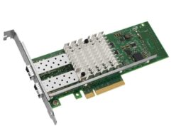 Adaptador de servidor Ethernet Intel X520-DA2 con dos puertos y placa metálica.
